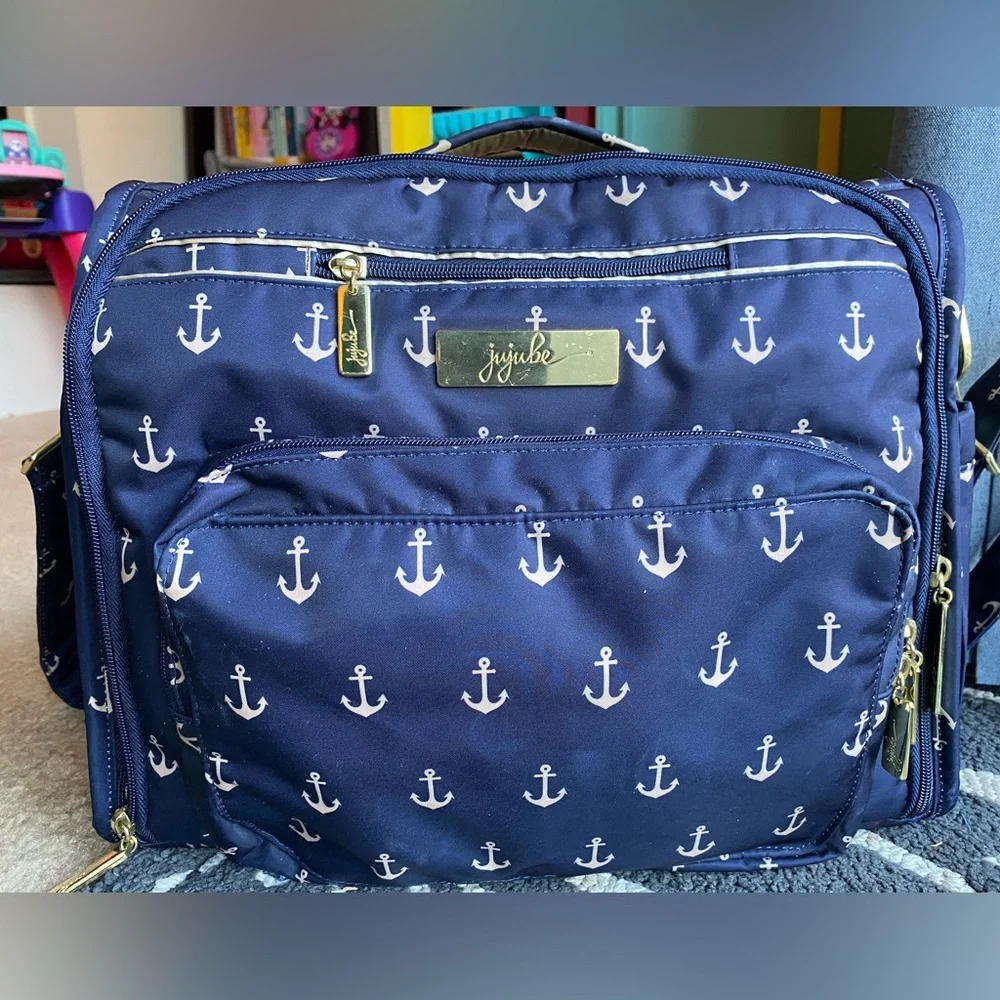 Ju-Ju-Be Navy and Gold Anchor Print Diaper bag
